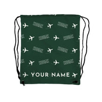 Thumbnail for Daher Kodiak 900 - Drawstring Bag - 3D Pattern + Name - Dark Green