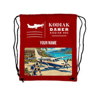 Thumbnail for Daher Kodiak 900 - Drawstring Bag - Classic + Name - Red