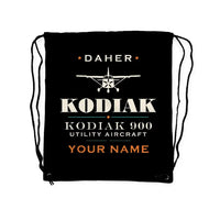 Thumbnail for Daher Kodiak 900 - Drawstring Bag - Heritage + Name - Black