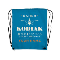 Thumbnail for Daher Kodiak 900 - Drawstring Bag - Heritage + Name - Light Blue