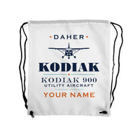 Thumbnail for Daher Kodiak 900 - Drawstring Bag - Heritage + Name - White