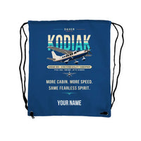 Thumbnail for Daher Kodiak 900 - Drawstring Bag - Original + Name - Blue