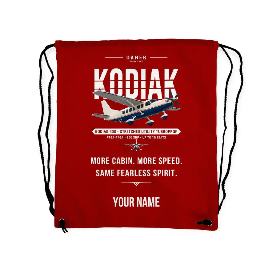 Daher Kodiak 900 - Drawstring Bag - Original + Name - Red