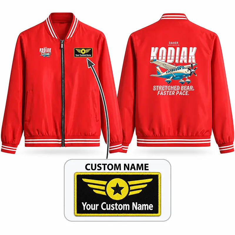 Daher Kodiak 900 Stylish Jackets - Baseball Collar - Cartoon + Name - Red
