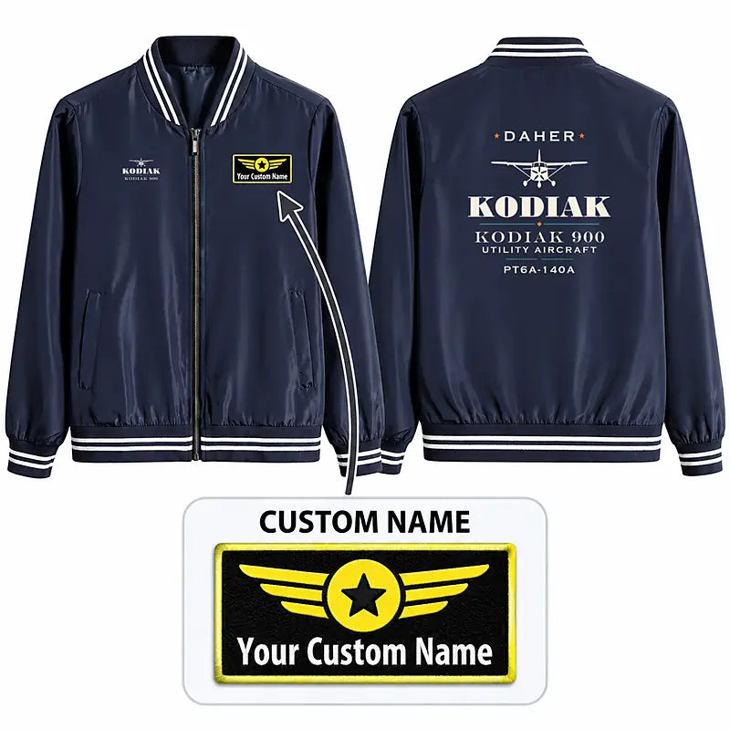 Daher Kodiak 900 Stylish Jackets - Baseball Collar - Heritage + Name - Navy Blue