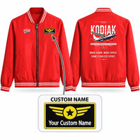 Thumbnail for Daher Kodiak 900 Stylish Jackets - Baseball Collar - Original + Name - Red