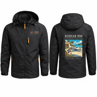 Thumbnail for Daher Kodiak 900 Stylish Jackets - Hooded Windbreaker - Poster - Black