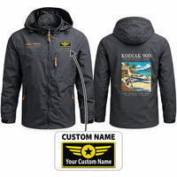 Thumbnail for Daher Kodiak 900 Stylish Jackets - Hooded Windbreaker - Poster + Name - Charcoal