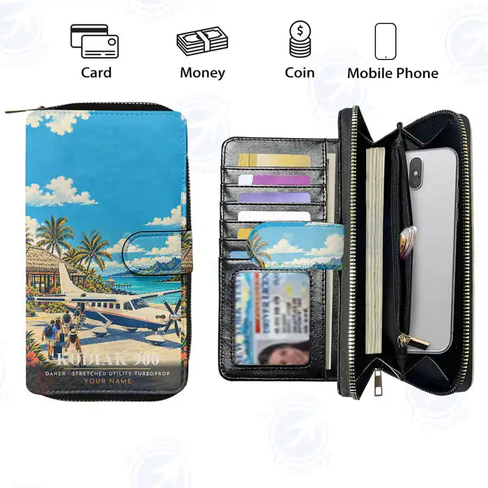 Daher Kodiak 900 Leather Wallets - Zip Long Wallet - 3D + Name