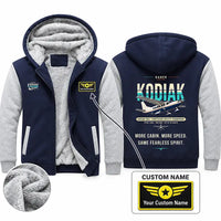 Thumbnail for Daher Kodiak 900 Zipped Sweatshirts - Original + Name - Navy & Gray