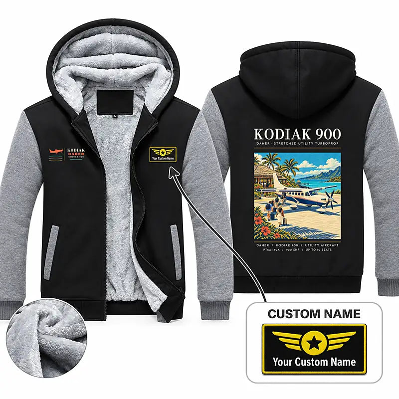 Daher Kodiak 900 Zipped Sweatshirts - Poster + Name - Black & Gray