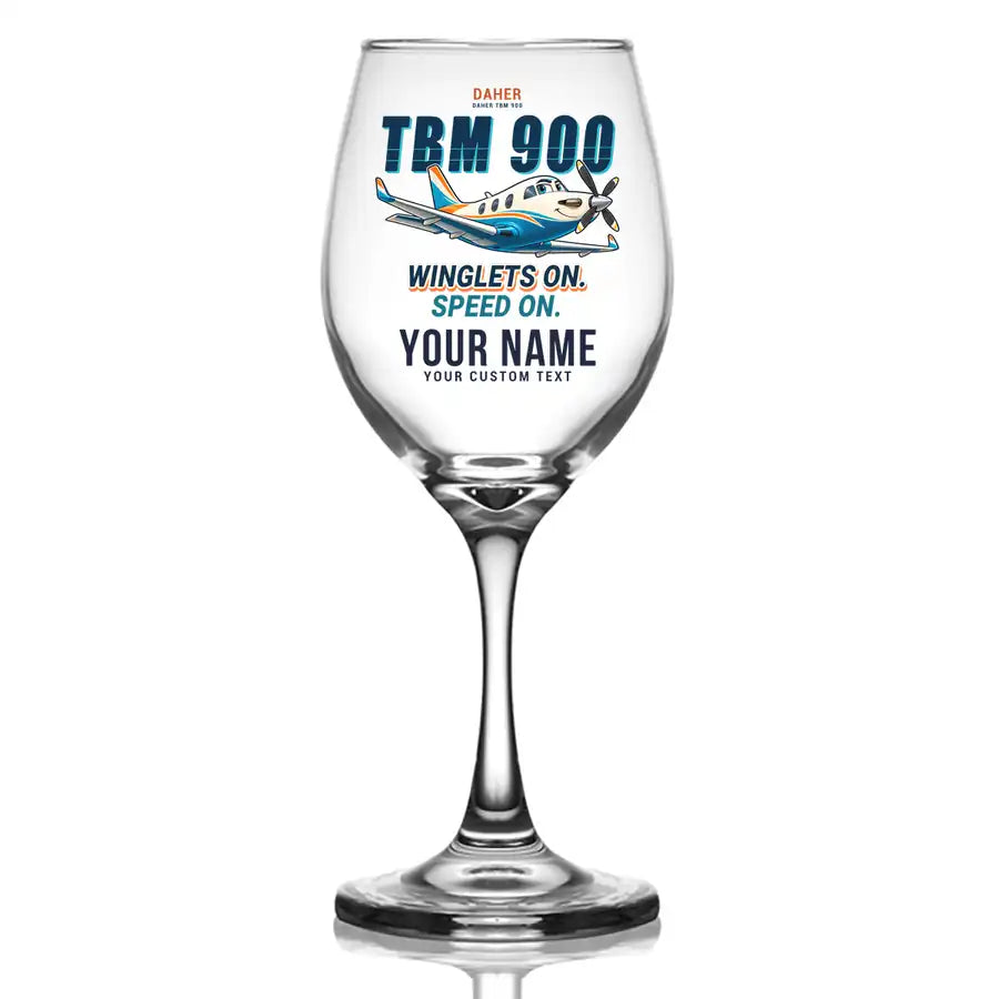 Daher TBM 900 - Cartoon + Name - Wine Glass