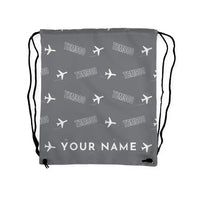 Thumbnail for Daher TBM 900 - Drawstring Bag - 3D Pattern + Name - Gray