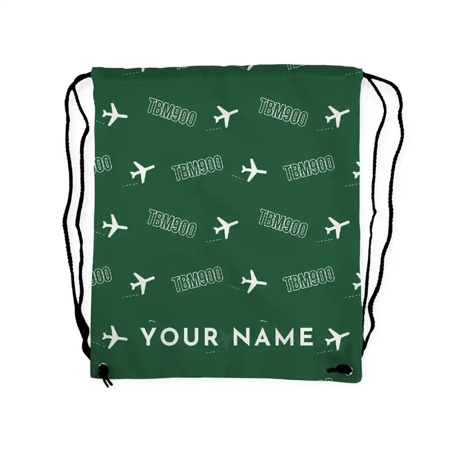 Daher TBM 900 - Drawstring Bag - 3D Pattern + Name - Green