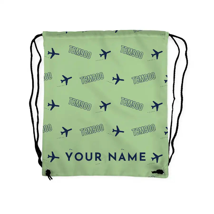 Daher TBM 900 - Drawstring Bag - 3D Pattern + Name - Light Green