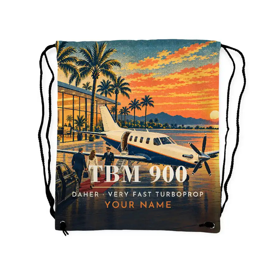 Daher TBM 900 - Drawstring Bag - 3D Scene + Name