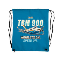 Thumbnail for Daher TBM 900 - Drawstring Bag - Cartoon - Light Blue