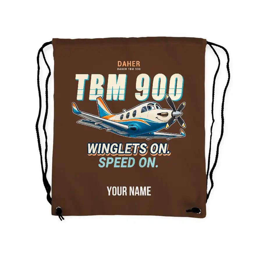 Daher TBM 900 - Drawstring Bag - Cartoon + Name - Brown