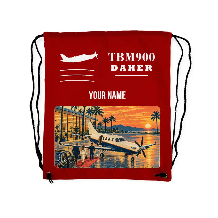 Daher TBM 900 - Drawstring Bag - Classic + Name - Red