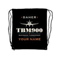 Thumbnail for Daher TBM 900 - Drawstring Bag - Heritage + Name - Black