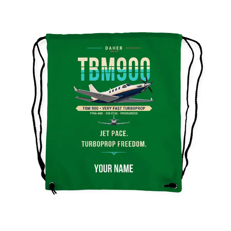 Daher TBM 900 - Drawstring Bag - Original + Name - Green