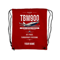 Thumbnail for Daher TBM 900 - Drawstring Bag - Original + Name - Red