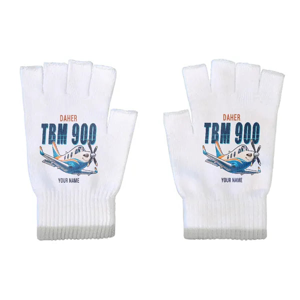Daher TBM 900 - Gloves - Cut - Cartoon + Name - White