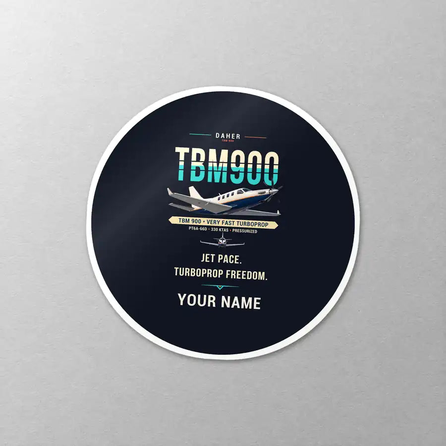 Daher TBM 900 - Original + Name - Circle Sticker - Close-up