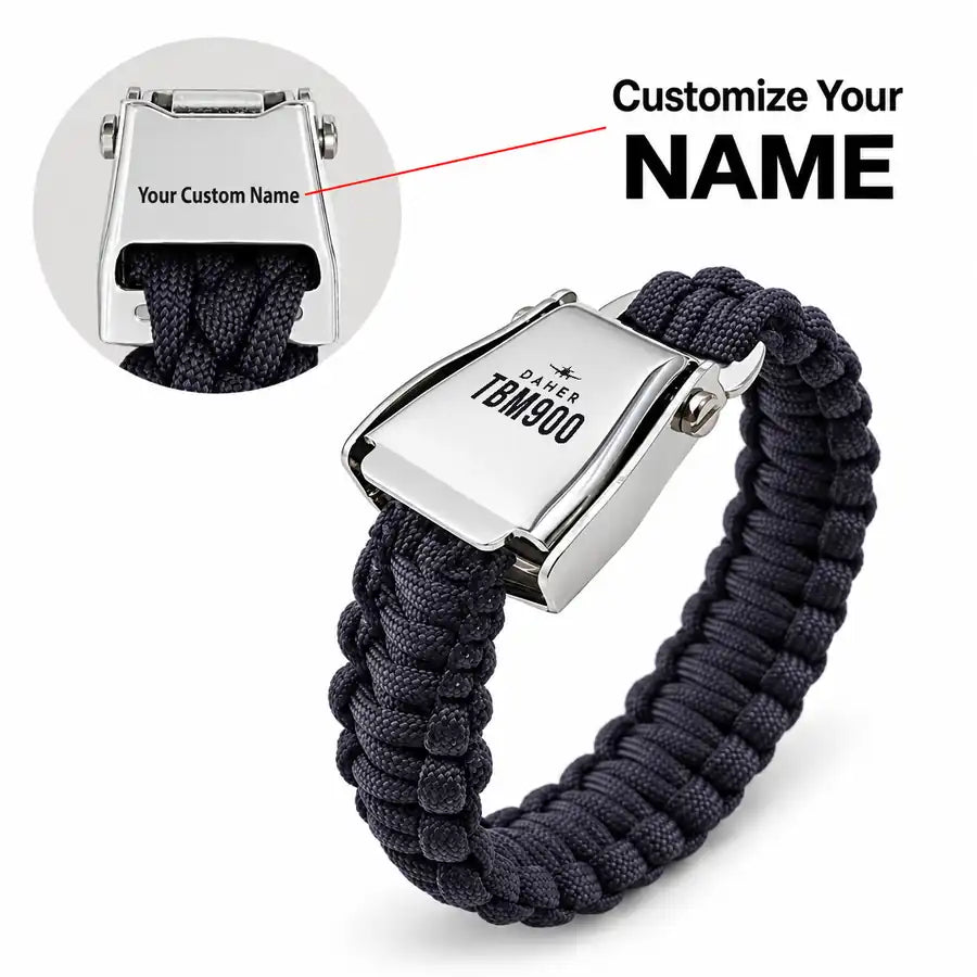 Daher TBM 900 - Seat Belt Bracelet - Heritage + Name - Black
