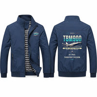 Thumbnail for Daher TBM 900 Stylish Jackets - Stand Collar - Original - Navy Blue