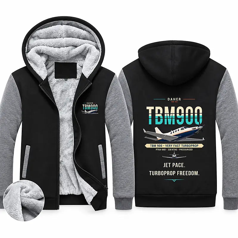 Daher TBM 900 Zipped Sweatshirts - Original - Black & Gray
