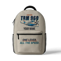 Thumbnail for Daher TBM 960 - 3D Backpack - Cartoon + Name - Beige