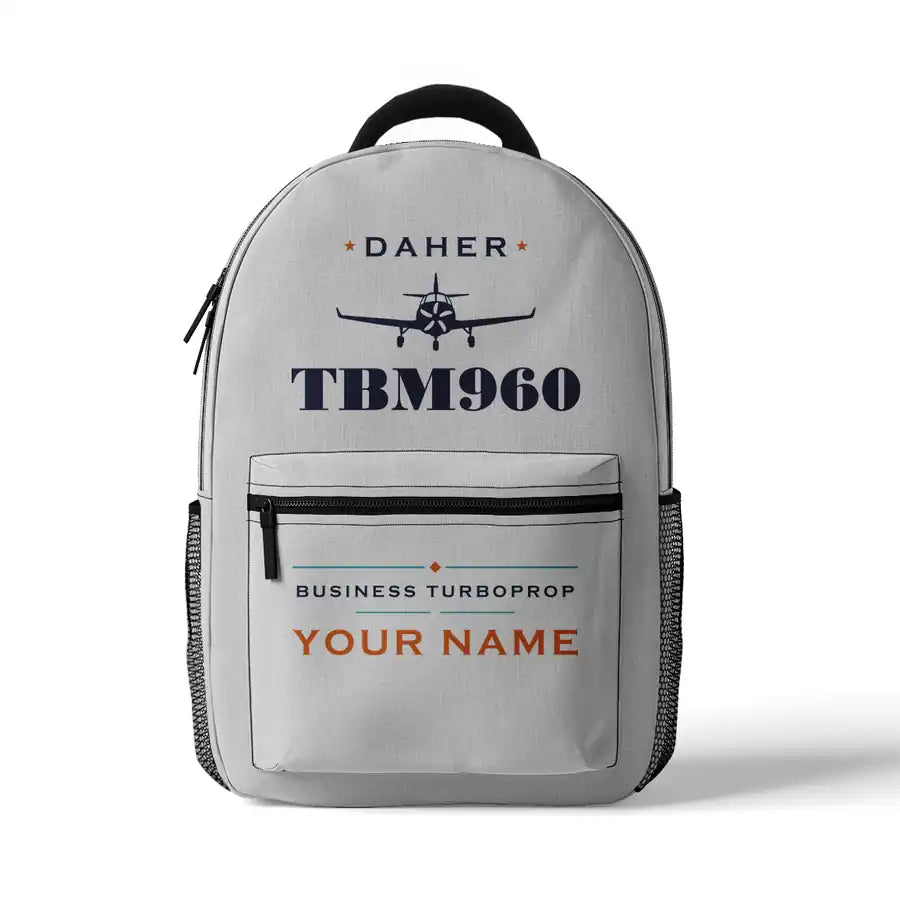Daher TBM 960 - 3D Backpack - Heritage + Name - White
