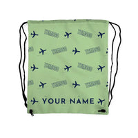 Thumbnail for Daher TBM 960 - Drawstring Bag - 3D Pattern + Name - Light Green