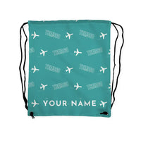 Thumbnail for Daher TBM 960 - Drawstring Bag - 3D Pattern + Name - Turquoise