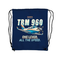 Thumbnail for Daher TBM 960 - Drawstring Bag - Cartoon - Dark Blue