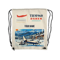 Thumbnail for Daher TBM 960 - Drawstring Bag - Classic + Name - Beige