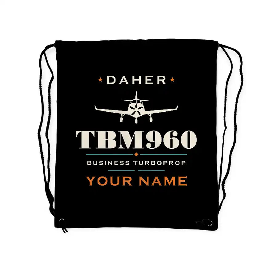 Daher TBM 960 - Drawstring Bag - Heritage + Name - Black