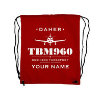Thumbnail for Daher TBM 960 - Drawstring Bag - Heritage + Name - Red