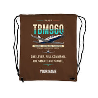 Thumbnail for Daher TBM 960 - Drawstring Bag - Original + Name - Brown