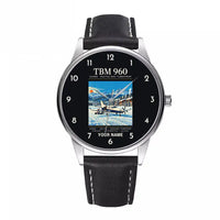 Thumbnail for Daher TBM 960 - Poster + Name - Leather Strap - Black Leather Strap