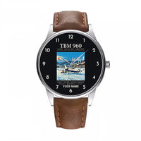 Thumbnail for Daher TBM 960 - Poster + Name - Leather Strap - Brown Leather Strap