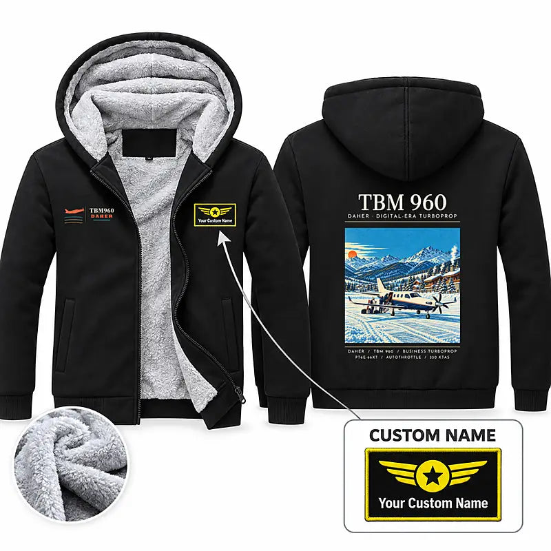Daher TBM 960 Zipped Sweatshirts - Poster + Name - Black