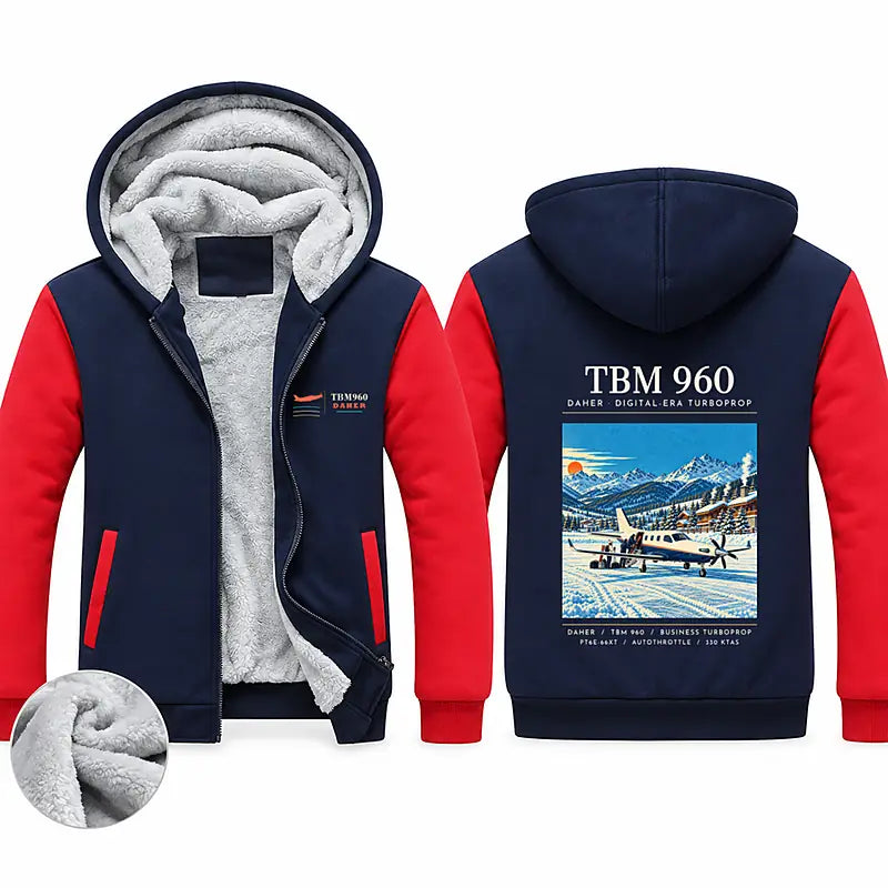 Daher TBM 960 Zipped Sweatshirts - Poster - Navy & Red