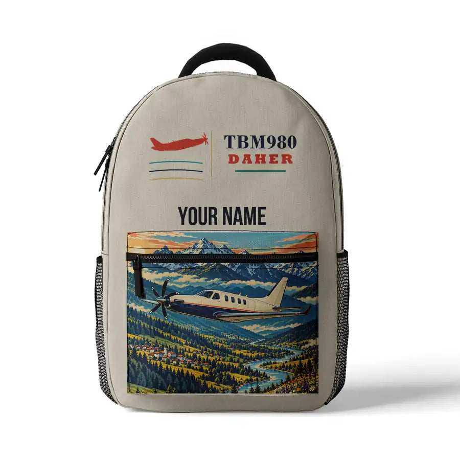 Daher TBM 980 - 3D Backpack - Beige + Name