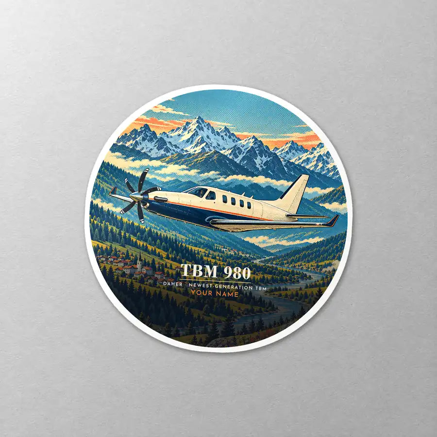 Daher TBM 980 - 3D + Name - Circle Sticker - Close-up