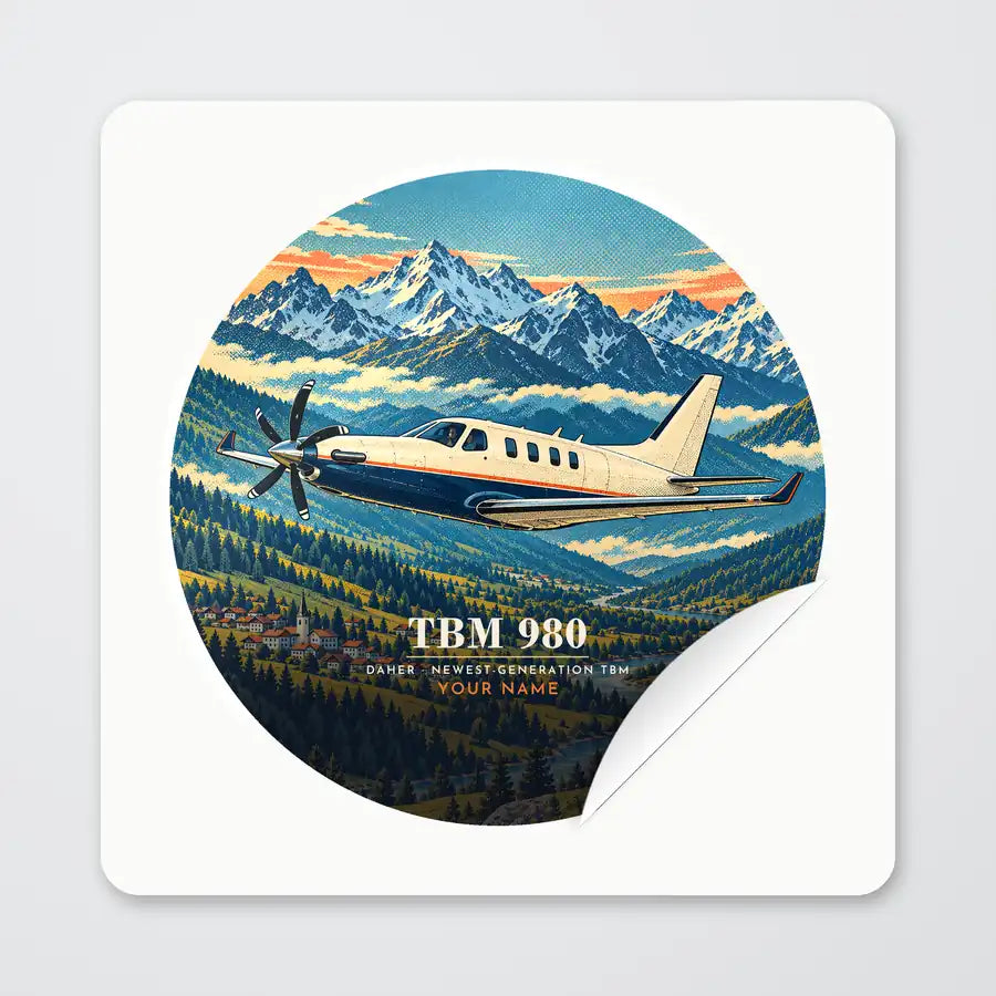 Daher TBM 980 - 3D + Name - Circle Sticker - Peel