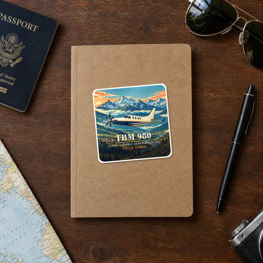 Daher TBM 980 - 3D + Name - Square Sticker - Notebook