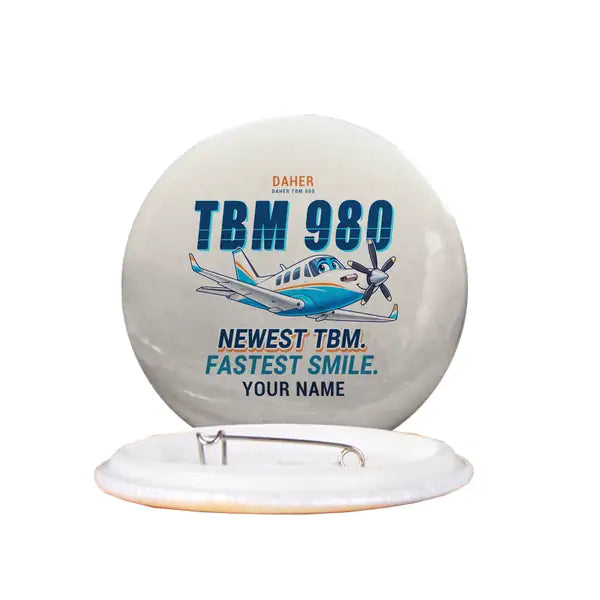 Daher TBM 980 - Cartoon + Name - Pin - Beige