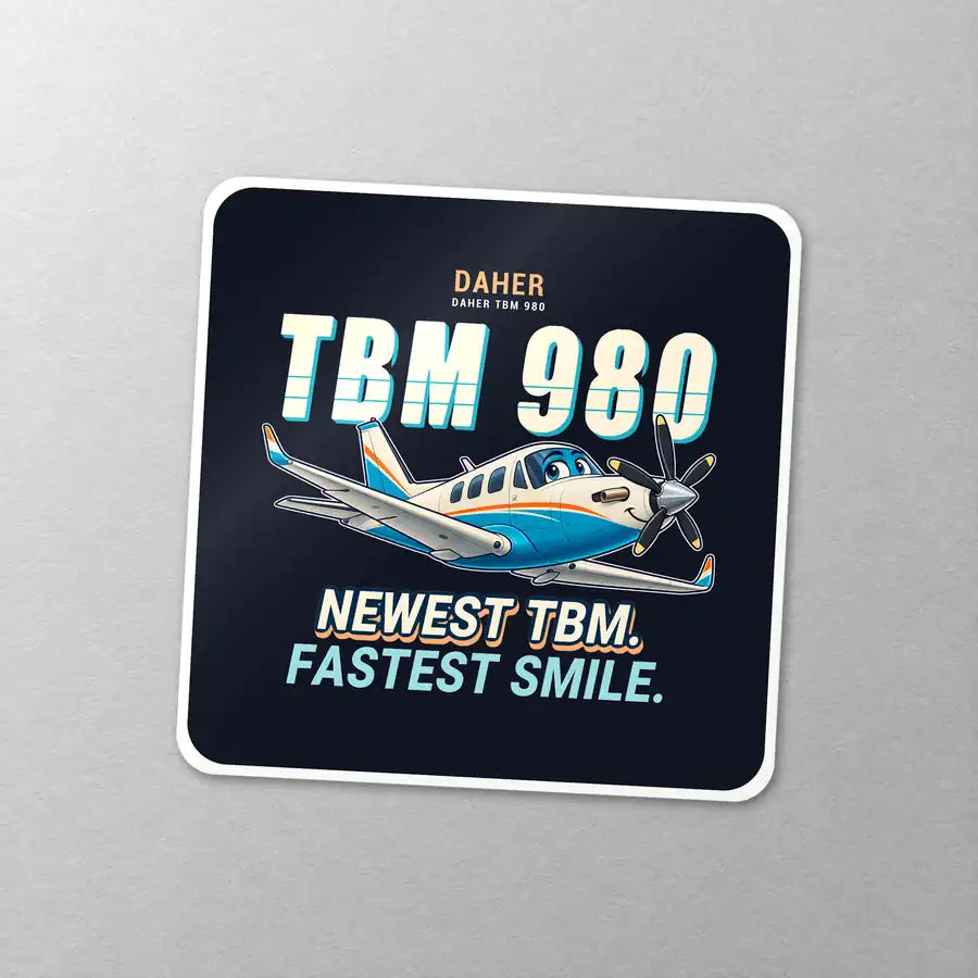 Daher TBM 980 - Cartoon - Square Sticker - Close-up
